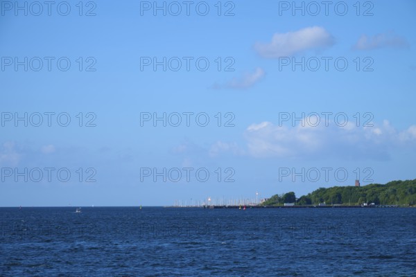 Wide sea to the horizon under a clear blue sky on a calm day, Heikendorf, Plön district, Kiel
