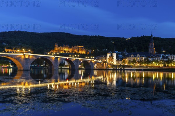 Old Bridge, Heidelberg Castle, City Gate, Nekar, River, Blue Hour, Heidelberg, Electoral