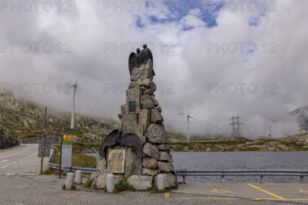 Aviation memorial, memorial to the Vaud aviator Adrien Guex 1928 at Lago della Piazza, Gotthard