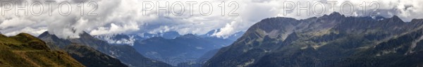 View over Passo Scimfuss into the upper Leventina, on the left Ritom area, on the right Bedretto,
