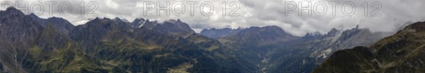 Panoramic view over the Val Bedretto, on the left Cristallina area with Basodino glacier, on the