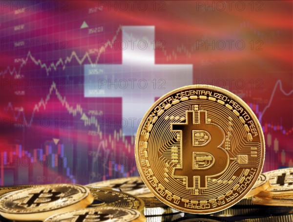 Investors in cryptocurrency and Blockchain Technology in Switzerland, Concept. Bitcoin with