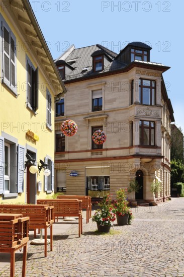 Ettlingen, Germany - August 13th 2025: Beer and wine bar in called 'GoldBlond' in Ettlingen old