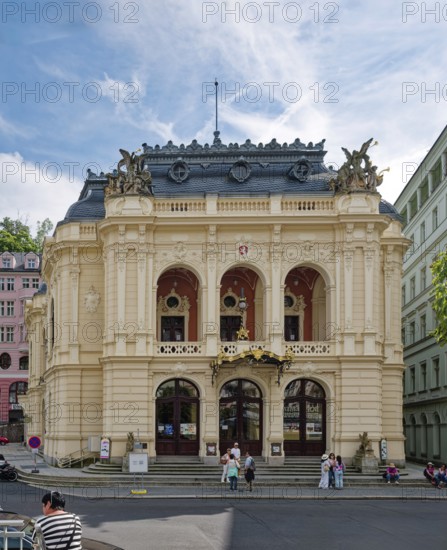 Karlovy Vary Municipal Theatre in the New Rococo style, old town, spa, healing spring, health,