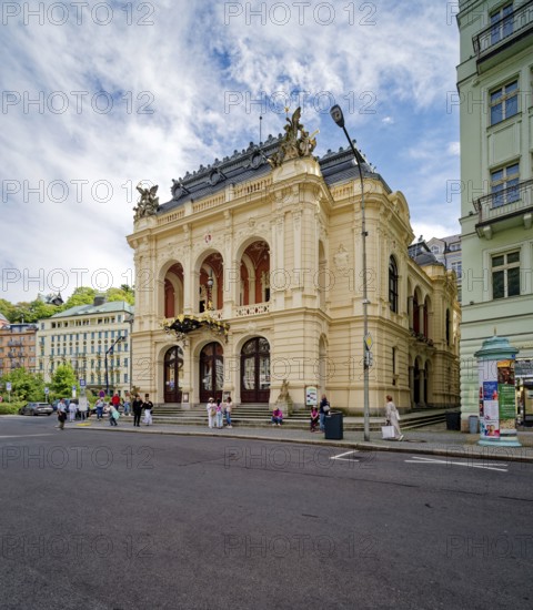Karlovy Vary Municipal Theatre in the New Rococo style, old town, spa, healing spring, health,