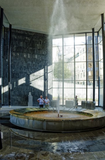 Bubbling colonnade with geyser of hot mineral water, spa, healing spring, health, mineral, mineral