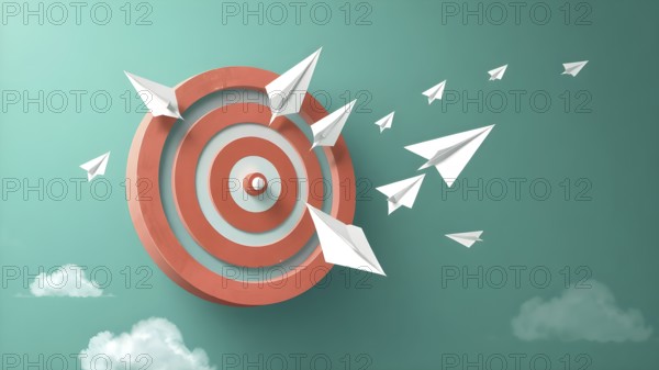 Arrow aiming at target art print, symbolizing focus, precision, and achievement in modern