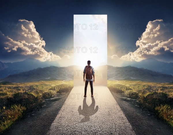 Concept Spirituality, Afterlife, Light Energy, Transcendence, Reality. Soul transcends through