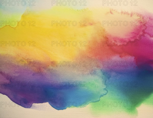 Bright watercolor art showcasing vibrant hues blending with artistic paint splashes, perfect for
