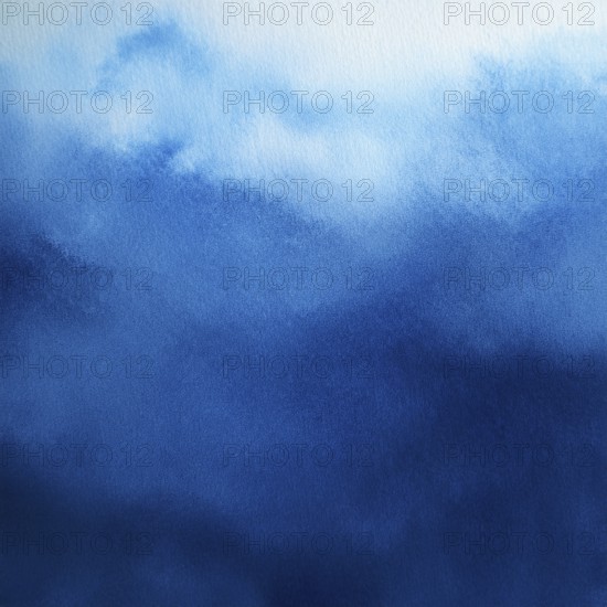 A detailed abstract watercolor artwork featuring various shades of blue blended seamlessly, evoking