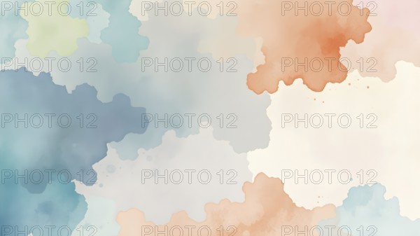 A vibrant display of abstract watercolor artwork featuring a spectrum of soft and bright hues,