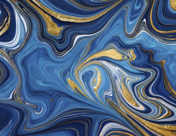 Abstract Marble Waves Acrylic Background. Abstract fluid art with swirling colors and bubbles,