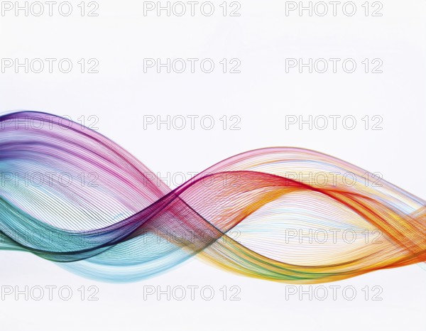 A dynamic graphic with colorful lines that swirl. Design element for technology, science, music or