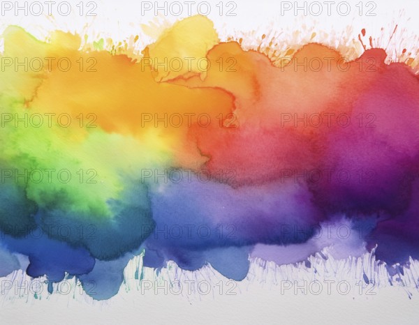 Bright watercolor art showcasing vibrant hues blending with artistic paint splashes, perfect for