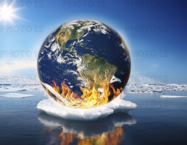 A powerful visual of Earth engulfed in flames, symbolizing environmental changes, climate crisis,
