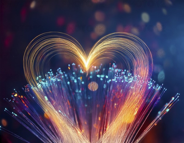 Colorful artistic display featuring vibrant light patterns shaped like a heart, expressing love and