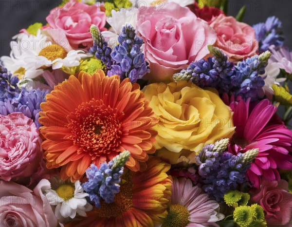 A vibrant and diverse arrangement of flowers, . Perfect for celebrating special occasions or