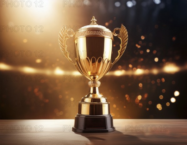 Concept of celebration and achievement. Goal achievement concept.. Winner champion trophy cup, AI