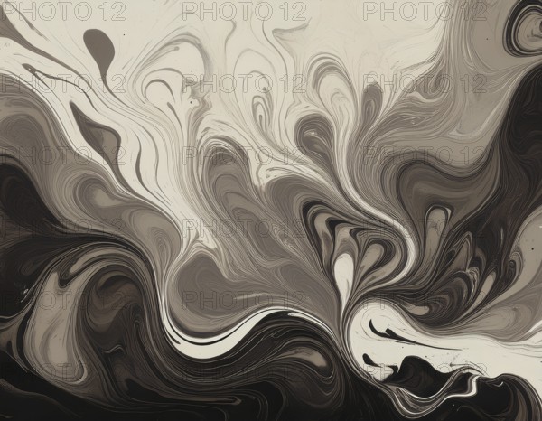 Abstract Marble Waves Acrylic Background. Abstract fluid art with swirling colors and bubbles,