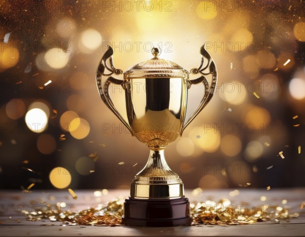 Concept of celebration and achievement. Goal achievement concept.. Winner champion trophy cup, AI