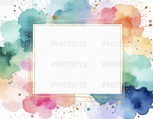 Watercolor splash with framed blank center, a modern art print for creativity, elegance, and