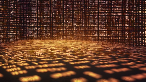 Digital matrix movie screen poster featuring green falling code and futuristic cyberpunk design for