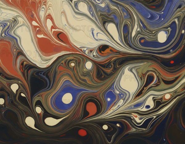 Abstract Marble Waves Acrylic Background. Abstract fluid art with swirling colors and bubbles,