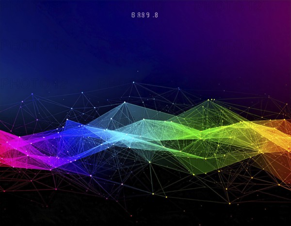 Neural network glowing brain wall art poster, abstract digital connections symbolizing