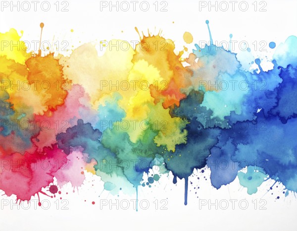 Watercolor splash art on white background, modern abstract poster for stylish décor, creativity,