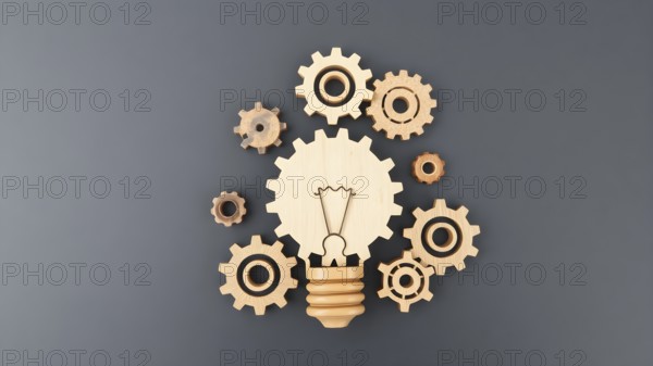 Light bulb with gears concept poster symbolizing creativity, invention, innovation, mechanical