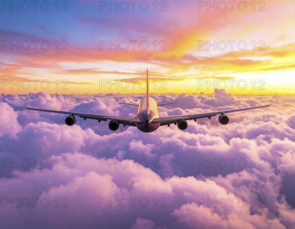 A breathtaking airplane sunset wall art print symbolizing travel, freedom, and modern