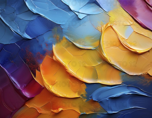 Vibrant rainbow brush strokes create abstract artistic background, blending vivid hues into modern