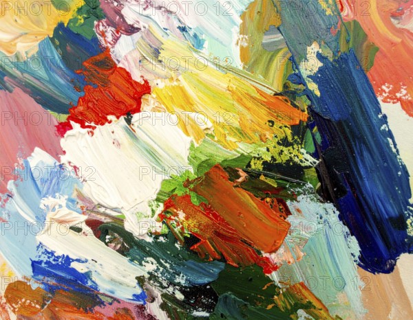 Decorative brush strokes abstract print with vibrant textures and painterly effects, suitable for