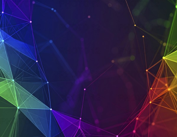 Neural network glowing brain wall art poster, abstract digital connections symbolizing