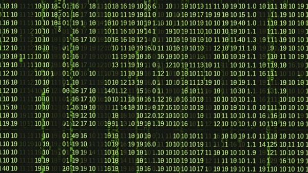 Digital matrix movie screen poster featuring green falling code and futuristic cyberpunk design for