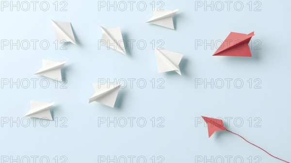 Colorful paper planes arranged in organized pattern, symbolizing creativity, playfulness,