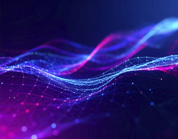 Neural network glowing brain wall art poster, abstract digital connections symbolizing
