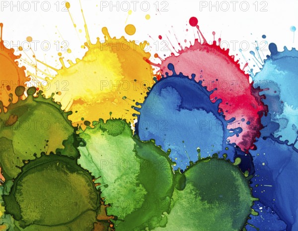 Watercolor splash art on white background, modern abstract poster for stylish décor, creativity,