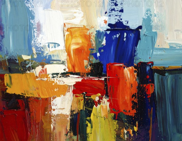 Decorative brush strokes abstract print with vibrant textures and painterly effects, suitable for