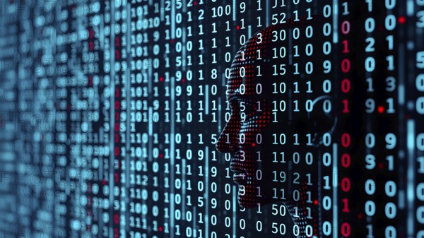 Digital matrix movie screen poster featuring green falling code and futuristic cyberpunk design for