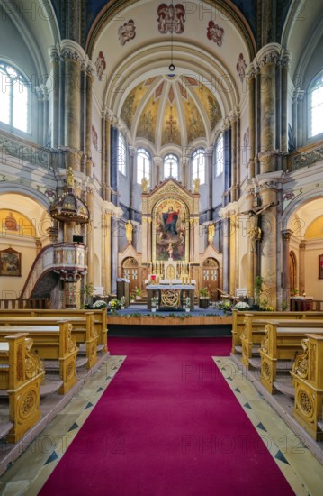 Church of the Assumption of the Virgin Mary in neo-Byzantine style, interior, spa town in the