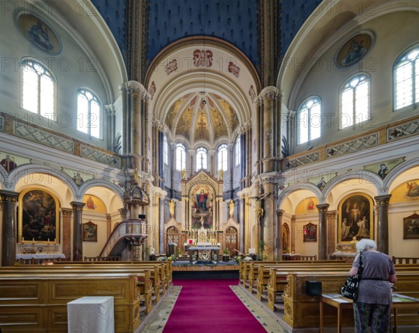 Church of the Assumption of the Virgin Mary in neo-Byzantine style, interior, spa town in the