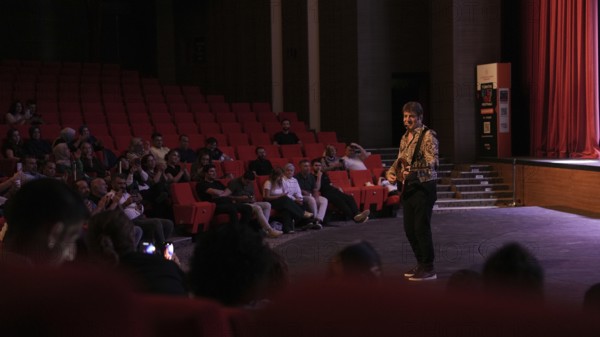 Turkish singer Coskun Sabah performs on stage at Gaziantep University as part of the Türkiye Kültür