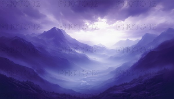 Breathtaking View Of Majestic Mountains Beneath A Canopy Of Stunning Violet Skies Creates A Serene