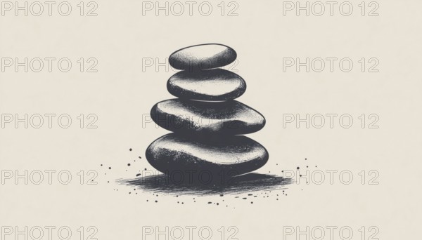 Vintage Hipster Logo Featuring Zen Stones - A Design That Brings Together The Elements Of Zen,