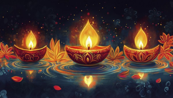 Diwali Greeting Featuring Water-Inspired Motifs For A Festive And Unique Touch To Your