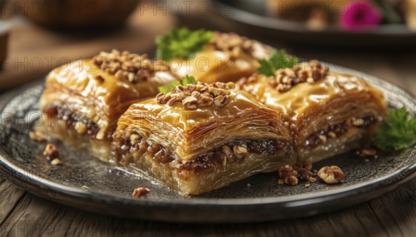 Homemade Walnut Baklava: A Classic Turkish Dessert Known As Cevizli Baklava. Enjoy The Authentic