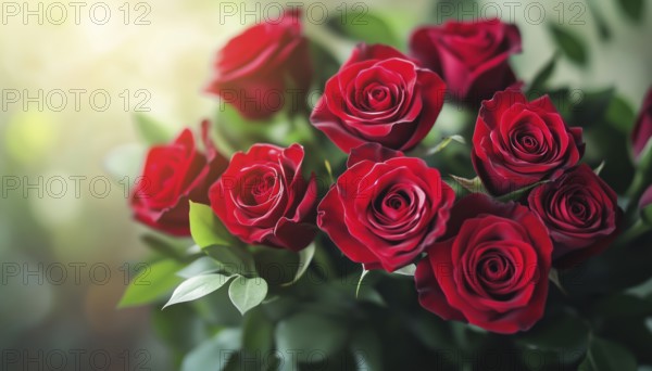 Stunning Bouquet Featuring Red Roses And Leaves: Perfect Floral Arrangement For Wedding, Birthday,