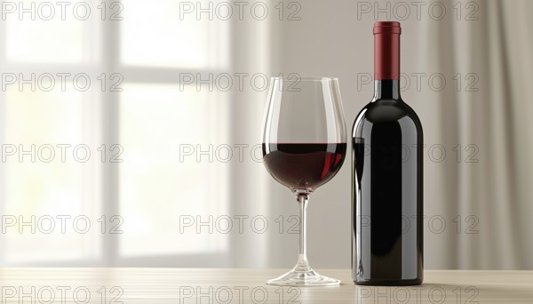 Continuous Depiction Of A Wine Bottle And Wine Glass In One Continuous Line Artwork. Seamless