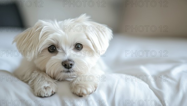 Adorable Maltese Puppy: A Petite Pup In A Stylish Setting. A Portrait Of A Small Dog In A Bright,